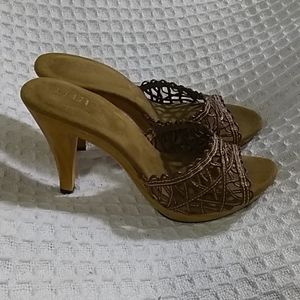 Brown wood heels by a.n.a